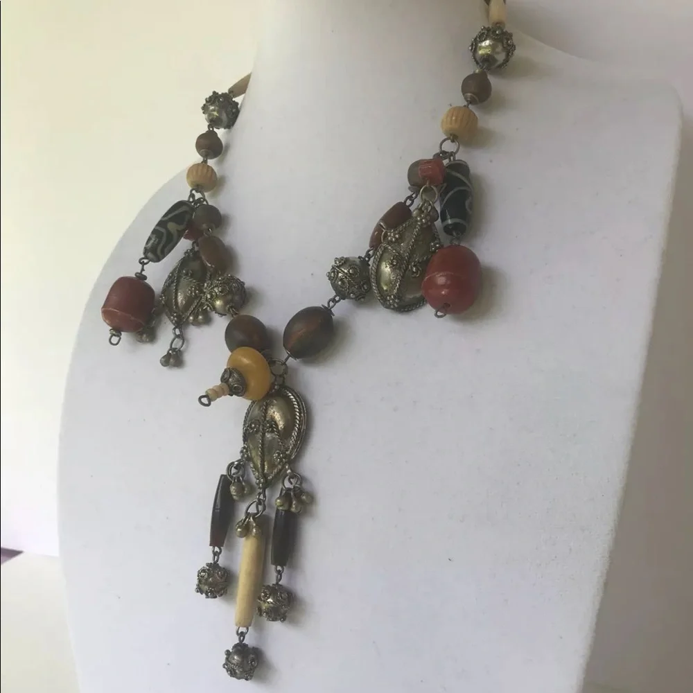 Multi Stone african Necklace brown‎ earth tones